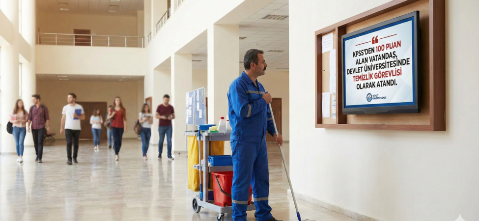 KPSS'den 100 tam puan alan adayın temizlik görevlisi atama sonuç belgesi
